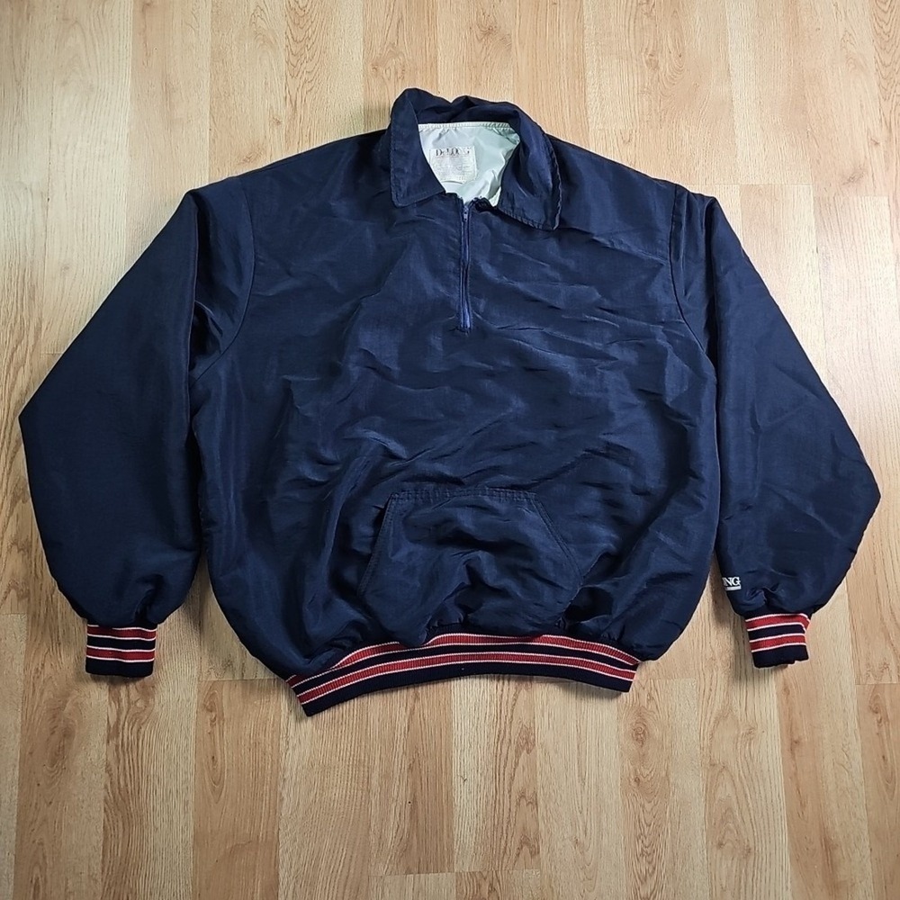 Vintage DeLong Jacket Windbreaker Mens XXl 1/4 Zip Golf Pullover Blue Made USA